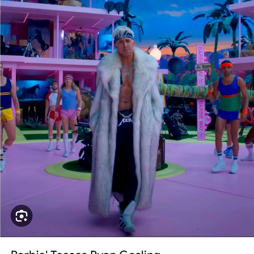 Barbiecore Ken Fur Coat Movie Ryan Gosling’s White Faux Fur Halloween Outfit